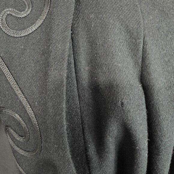 Womens Holly Deb Black 100% Pure Wool Embroidered Long Coat Open Front Size M - Picture 12 of 12